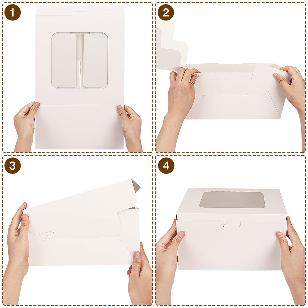 Moretoes 24 Pack Cake Boxes, 10x10x5 Inches with Cake Boards Tall White Square Bakery Boxes Cajas Pasteles for Cakes, Valentine's Day, Mother's Day, Birthday, Wedding, Party, Graduation