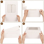 Moretoes 24 Pack Cake Boxes, 10x10x5 Inches with Cake Boards Tall White Square Bakery Boxes Cajas Pasteles for Cakes, Valentine's Day, Mother's Day, Birthday, Wedding, Party, Graduation