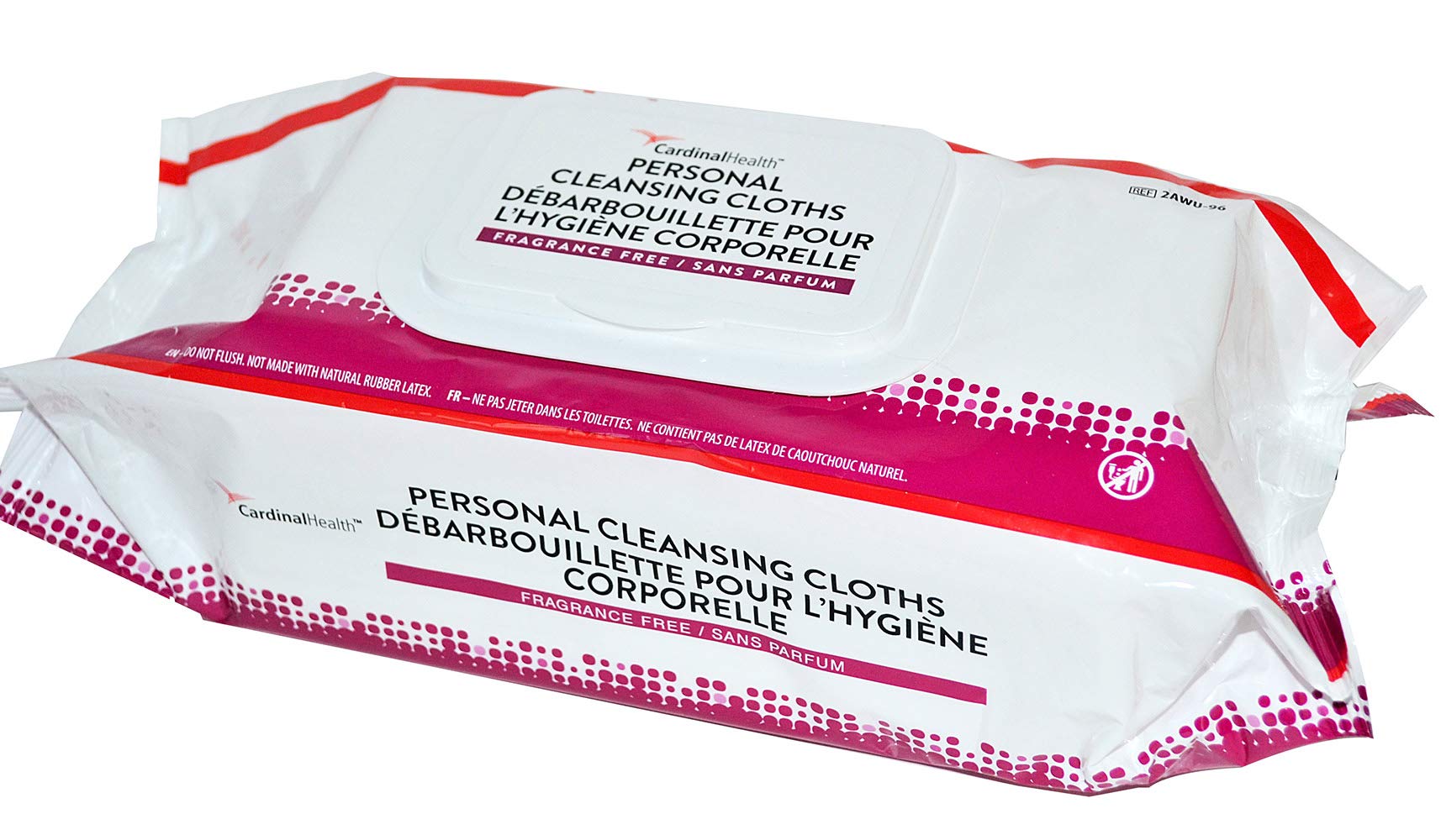 Cardinal Health 2AWU-96 Personal Cleansing Wipe, Non-Flushable, Fragrance Free, 9 X 13IN, 96 Count (1 case of 6 Packs- Total of 576 eaches)