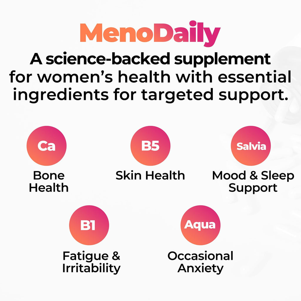 Happy Mammoth Meno Daily Menopause Vitamins & Supplements for Women, Boost Metabolism, Healthy Skin, Hair and Nails, Hot Flash, Mood Support, 72 Capsules