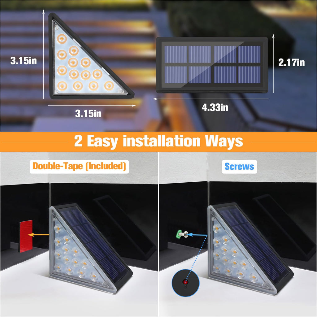 VOLISUN Solar Step Lights for Outside, Solar Stair Lights Outdoor Waterproof IP67, LED Outdoor Step Light, 80 Lumen, Deck Light for Outside, Front Porch and Patio(Black,16 Pack)