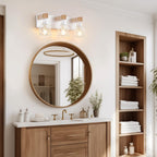 FadimiKoo 3-Light Farmhouse White Bathroom Vanity Light Fixtures, Rustic Wood Vanity Lights for Bathroom, Modern Bath Sconces Wall Lighting with Elegant Metal Shade for Mirror, Living Room, Bedroom