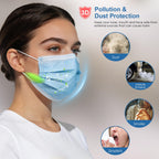 NNPCBT Blue Disposable Face Masks 100 Pack,Mask for Adults Outdoor Indoor