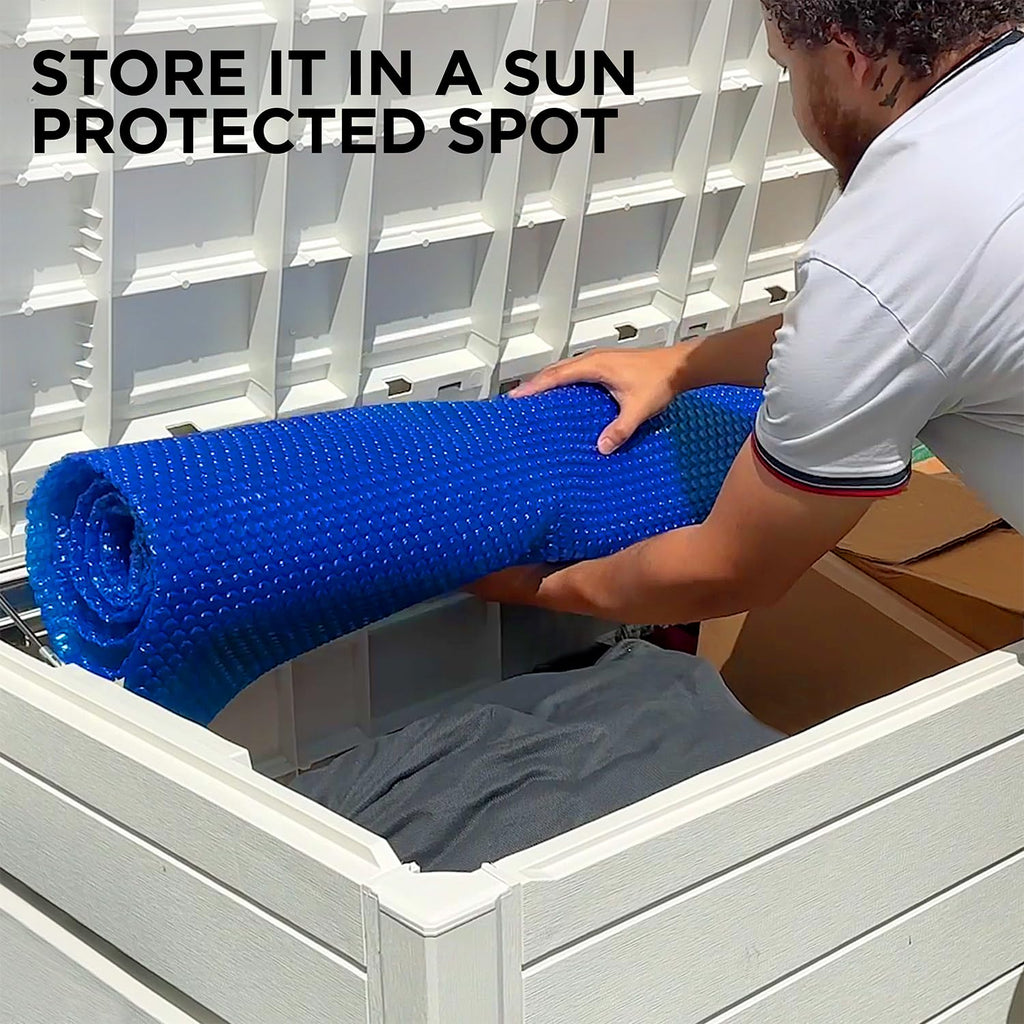 21 Foot Round Solar Cover for Inground and Above Ground Pools, 12 Mil - Premium Heavy Duty Solar Blanket for Above Ground Pool, Blue - Made in USA