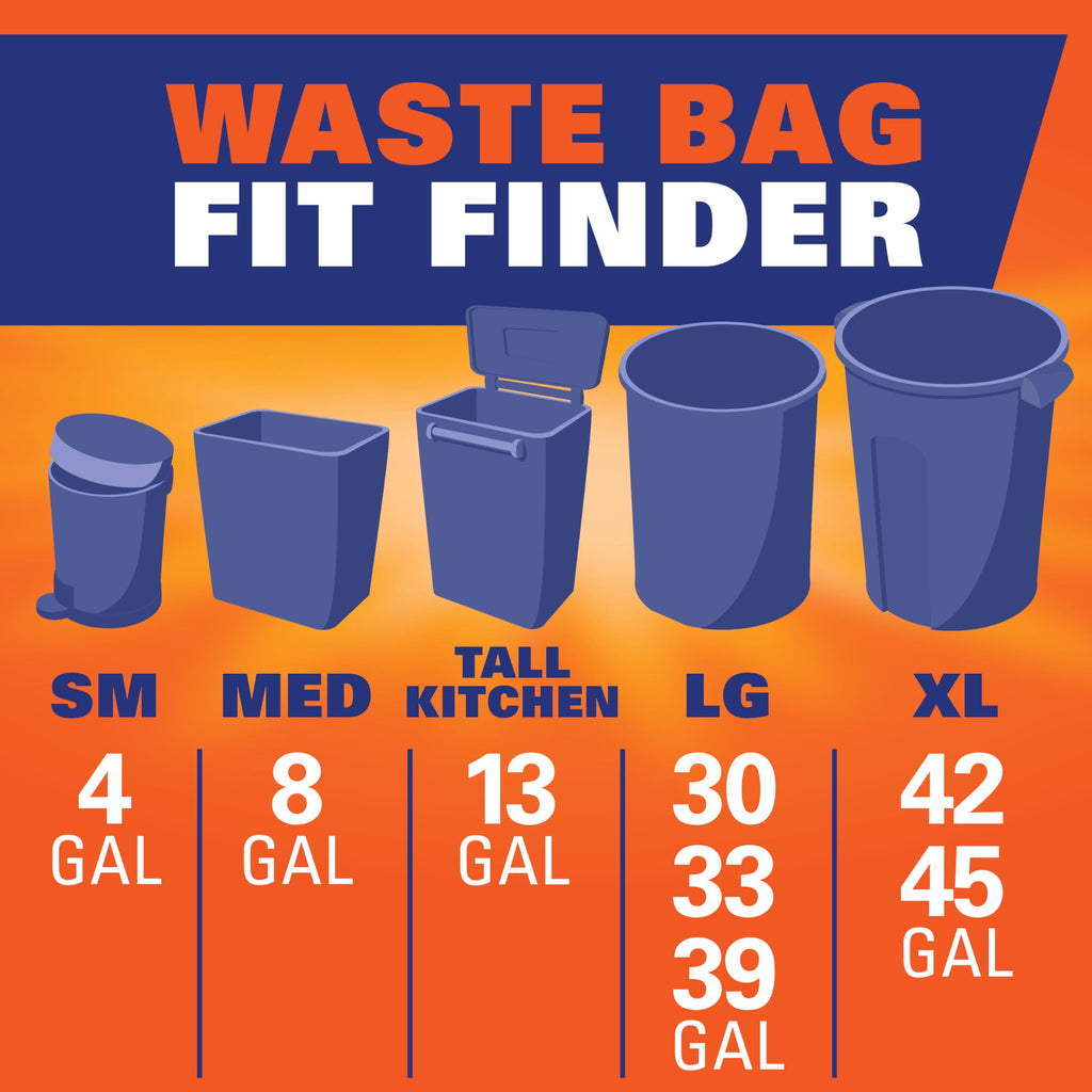 Hefty Strong Tall Kitchen Trash Bags, Unscented, 13 Gallon, 45 Count