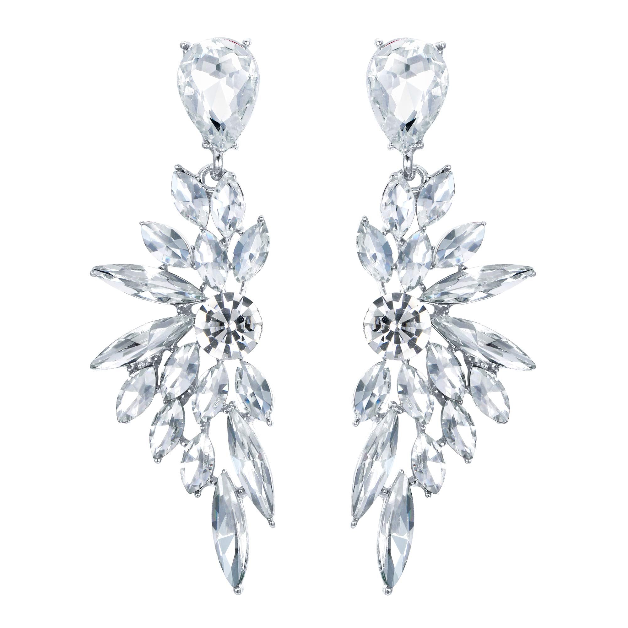 BriLove Women's Wedding Bridal Earrings Prom Dangle Earring Clear