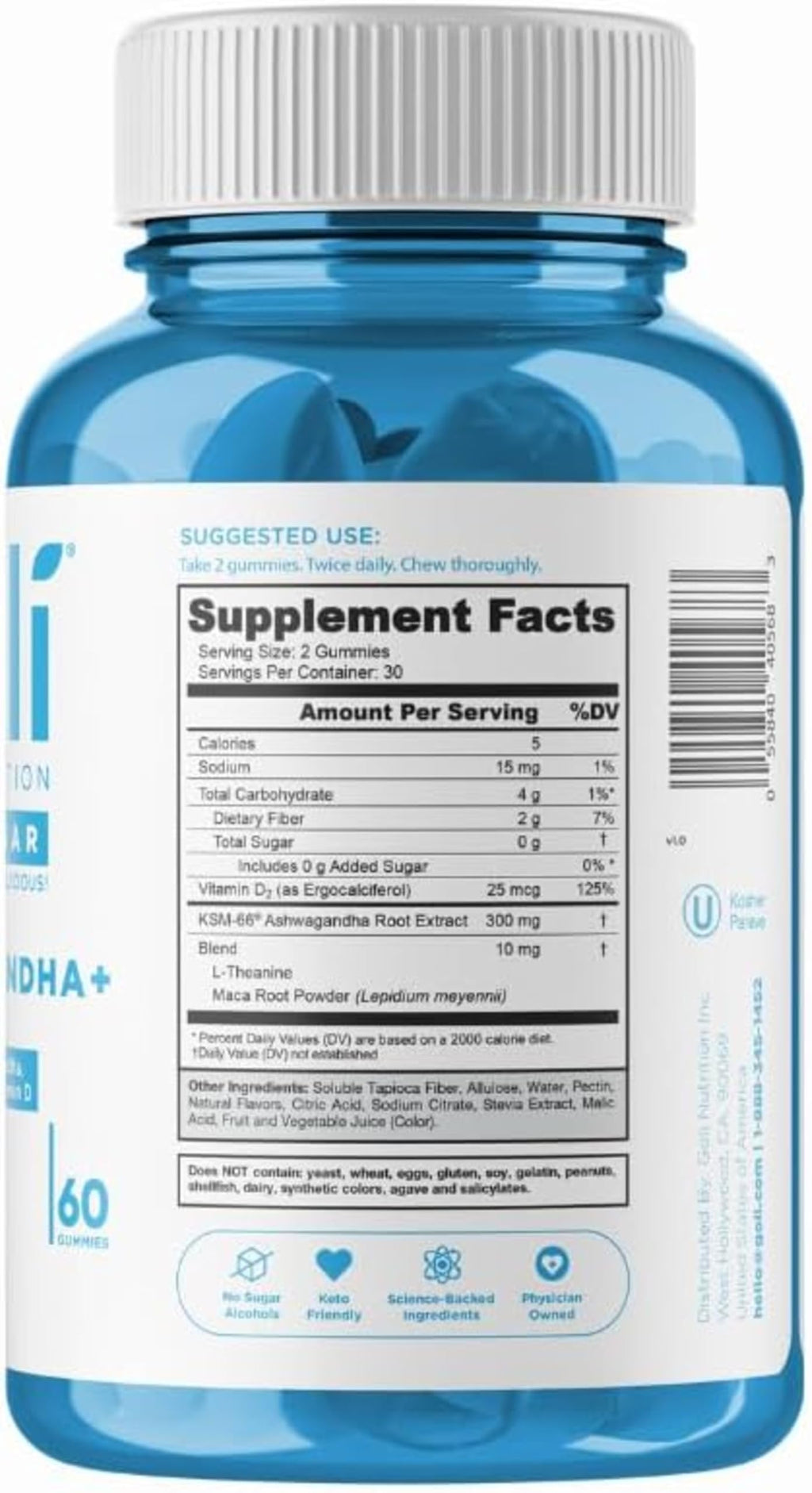 Goli Zero Sugar Ashwagandha & Vitamin D, Maca, L-Theanine Gummies, No Artificial Sweeteners, No Sugar Alcohols. Mixed Berry, KSM-66, Vegan, Plant Based, Non-GMO, Gluten-Free & Gelatin Free. (3)