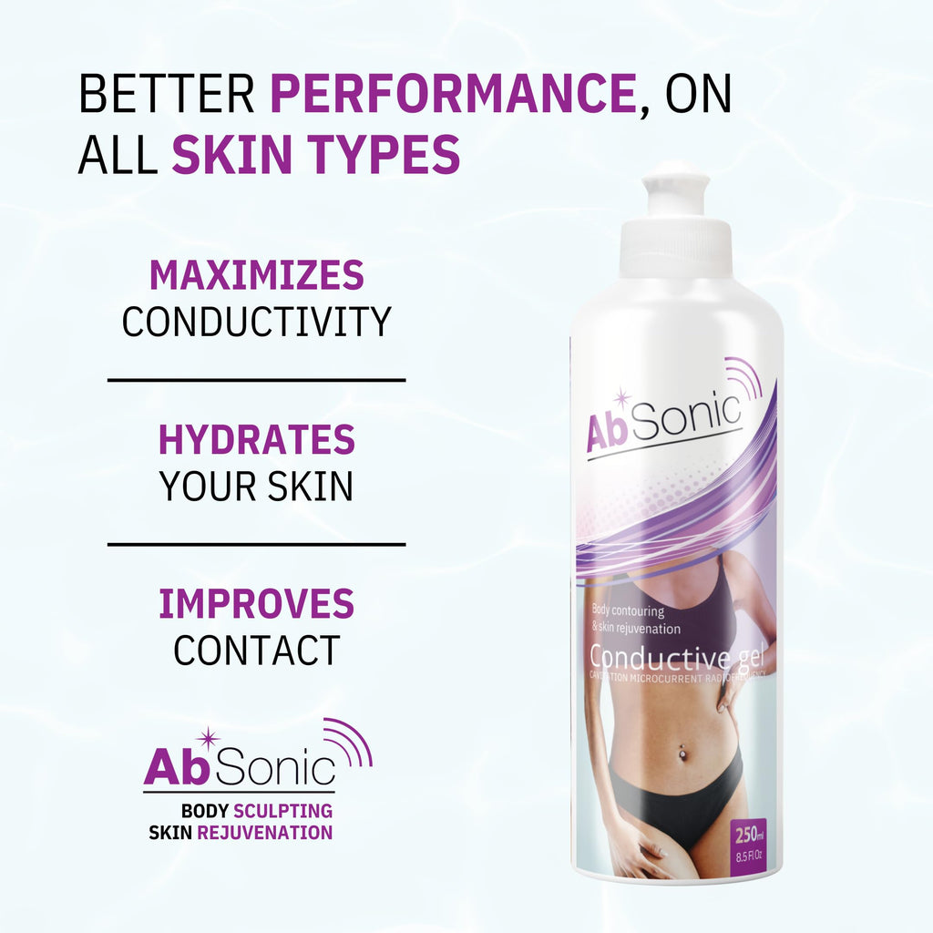 Absonic Conductive Gel for Ultrasound, Cavitation, Microcurrent, RF, TENS & EMS Devices – 2-Pack (17 oz Total) – Water-Based, Paraben-Free – Designed in France