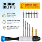 Micro Drill Bits Set with Pin Vise Hand Drill Manual, Jewelry Drill Kit