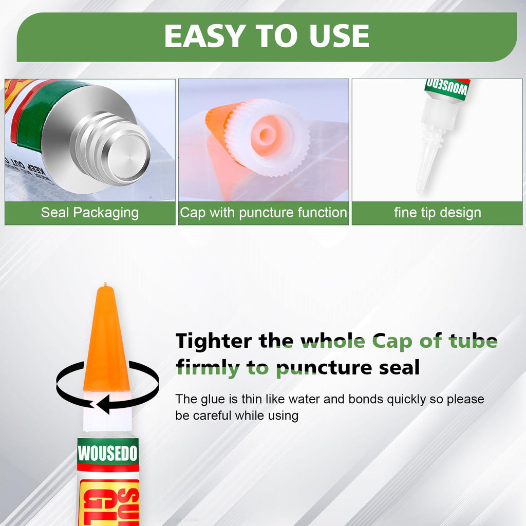 WOUSEDO 24 X 3g Super Glue Clear, Fast Drying Cyanoacrylate(CA) Glue