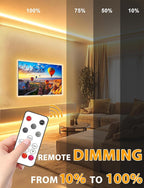 Lamomo COB LED Strip Lights Pro, 16.4Ft Warm White Dimmable Self-Adhesive Led Rope Light with Remote, Flexible Cuttable Waterproof 3000K Silicone Neon Tape Lights for Bedroom, Indoor, Outdoor,Cabinet