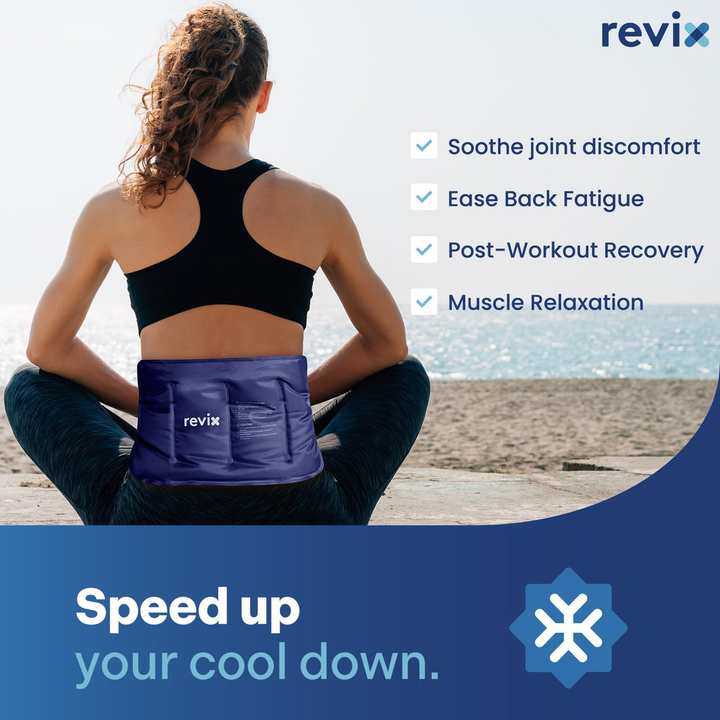 REVIX Reusable Ice Pack for Back Relief, Soft Plush Lining Gel Cold Packs for Lower Back, Shin, Knee, Hip, Arm, Flexible Cold Compress, 16 × 9 ", 2 Packs