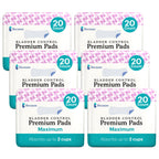 Because Incontinence Pads for Women - Maximum Absorbency, Postpartum Liners, Up to 100% Leak-Free Protection, Discreet Protection for Bladder Leaks, 6 Packs of 20 Count (120 Total)