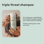 hers Triple Threat Shampoo & Conditioner Set - Biotin, Saw Palmetto, & Pumpkin Seed Oil Formula - Thickens & Hydrates - Color-Safe, Paraben-Free, Vegan - Napa Rose Scent - 6.4 Fl Oz, 2 Count