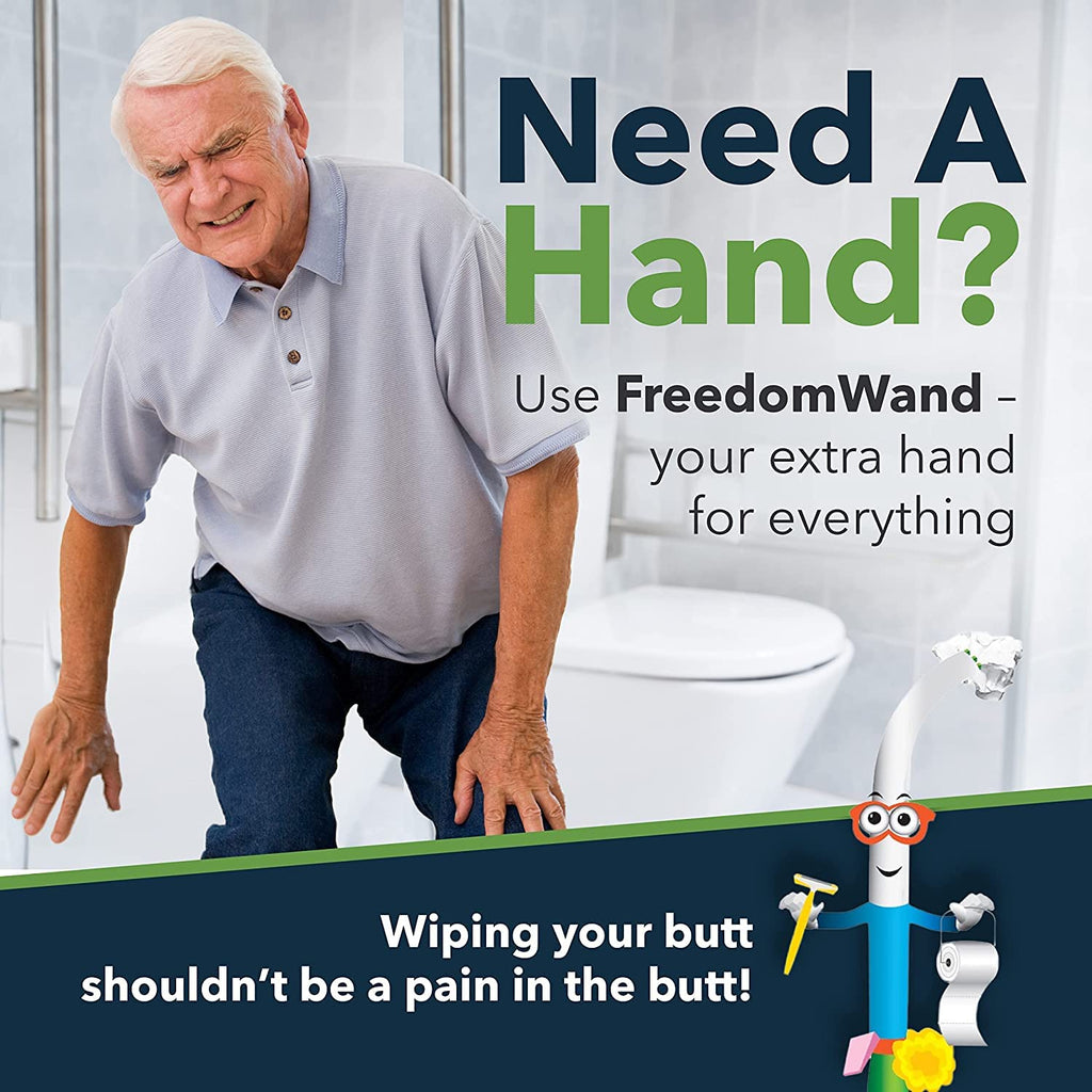 FreedomWand Multipurpose Toilet Aids - Wiping Aid Toileting for Women & Men, Butt Wiper Tool, Toilet Assist Device and Paper Extender, Ideal for Elderly, Disabled and Post Surgery Use - 20" Inch