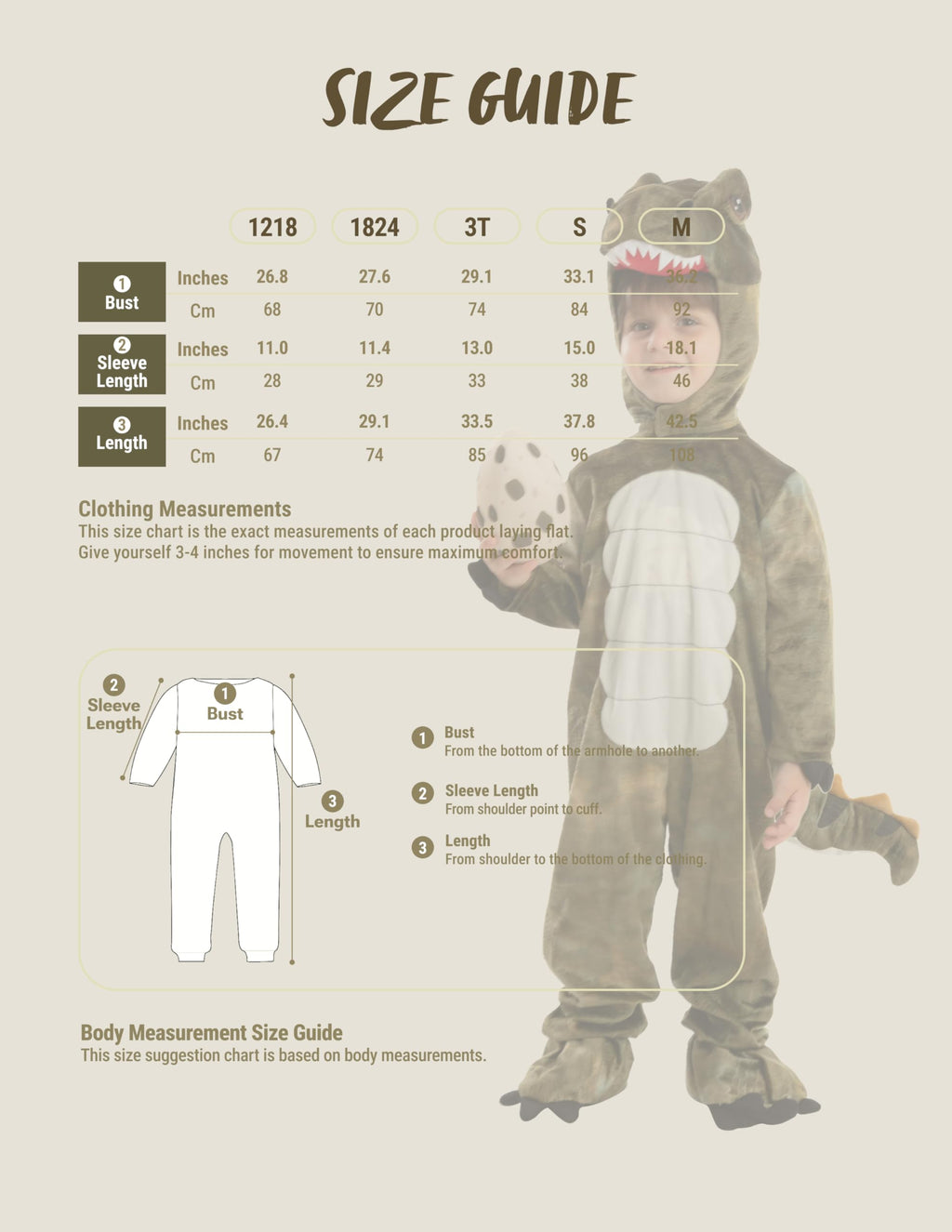 Spooktacular Creations Halloween Realistic T.rex Costume Outfit Dinosaur Jumpsuit with Egg for Kids Toddler Dress-up Party