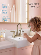 Cobbe Bathroom Faucets for Sink 3 Hole, 4 Inch with Pop Up Drain and 2 Supply Hoses, 2 Handle Centerset Bathroom Faucet for Sink Vanity, Brushed Gold, 2 Pack
