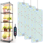 3Panel Grow Lights for Indoor Plants, Seed Starting, Veg, Pot Plants, Bonsai with Timer 4/8/12/16/20H, Ultra-Thin Under Cabinet & Shelf Full Spectrum LED Plant Growing Lamps, Multi-Panels Free Connect
