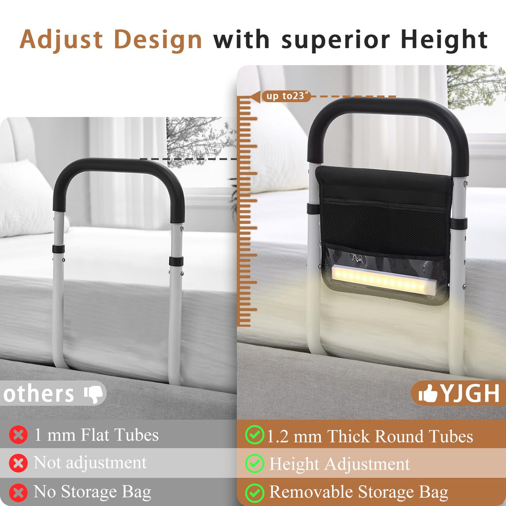 Bed Rails for Elderly Adults Safety, Bed Assist Rails for Seniors, Adjustable (19.3"-23") with 0.47 in Thick Steel Tube, Fits King, Queen, Full, Twin Bed