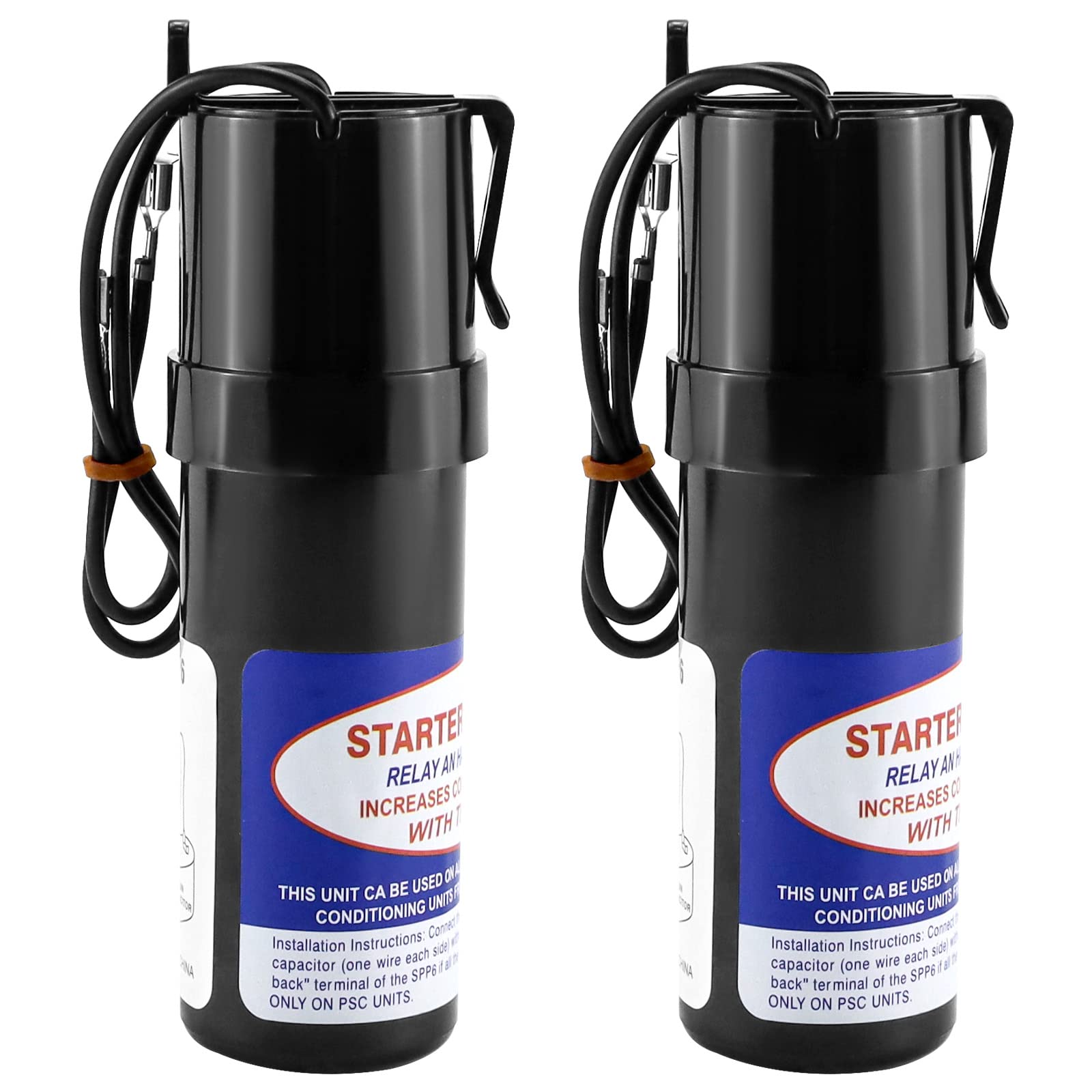 AMI PARTS SPP6 Hard Start Capacitor Replacement 115V Thru 288VAC Hard Start kit for air Conditioner Units from 4,000 to 120,000(1/2 Thru 10H.P.),Increases Compressor Torque 500% 2pcs