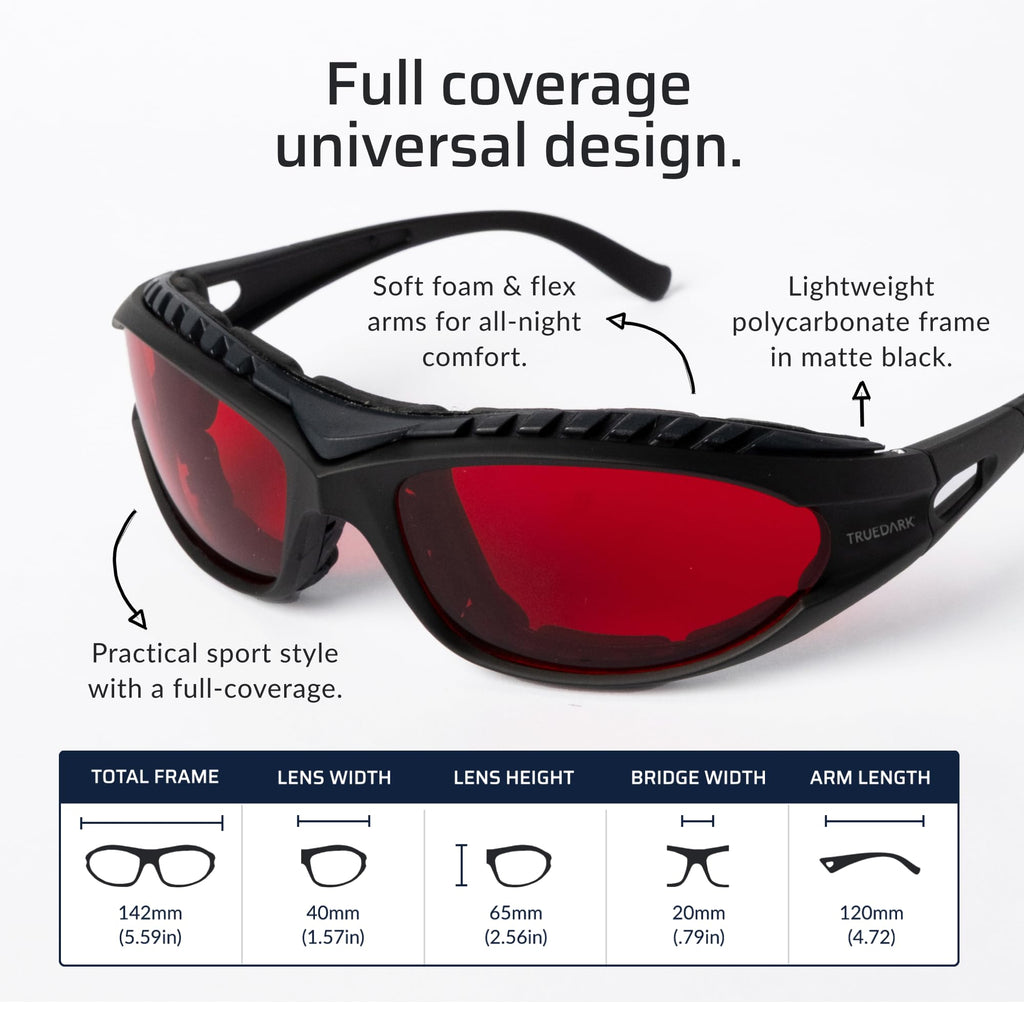 TrueDark by Dave Asprey | Twilights Classic | Blue Light Glasses for Women & Men, Red Lenses Block 99% Blue, Green & Violet Light for Night Use