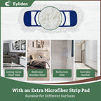 Eyliden Dust Mop with Reusable Washable Pads - One Touch Replacement, Height Adjustable Handle, Total 2 Mop Cloths, Wet Dry Mops for Floor Cleaning, Hardwood, Laminate, Tile Floor Push Dust Broom