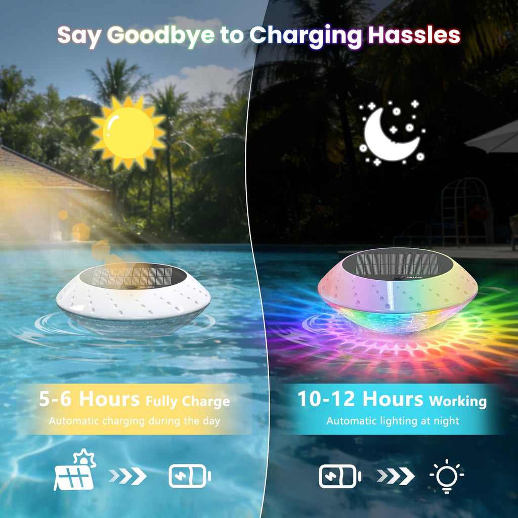 2026 Upgrade Solar Powered Floating Pool Lights(2 Pack), 1800mAh Pool Lights That Float with Remote, 42 Lighting, Timer Function, IP68 Waterproof for Inground/Above Ground Pool, Pool Party, Bathtub