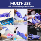 Klex Nitrile Exam Gloves - Medical Grade, Powder Free, Rubber Latex Free, Disposable Examination Grade Glove, Strong Food Safe, Lavender L Large, Box of 100