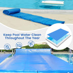 Goplus Pool Cover, 12 x 24 FT Solar Blanket 12 Mil with Carrying Bag for In-Ground and Above-Ground Swimming Pools, Rectangle Hot Tub SPA Thermal Blanket, Blue Bubble