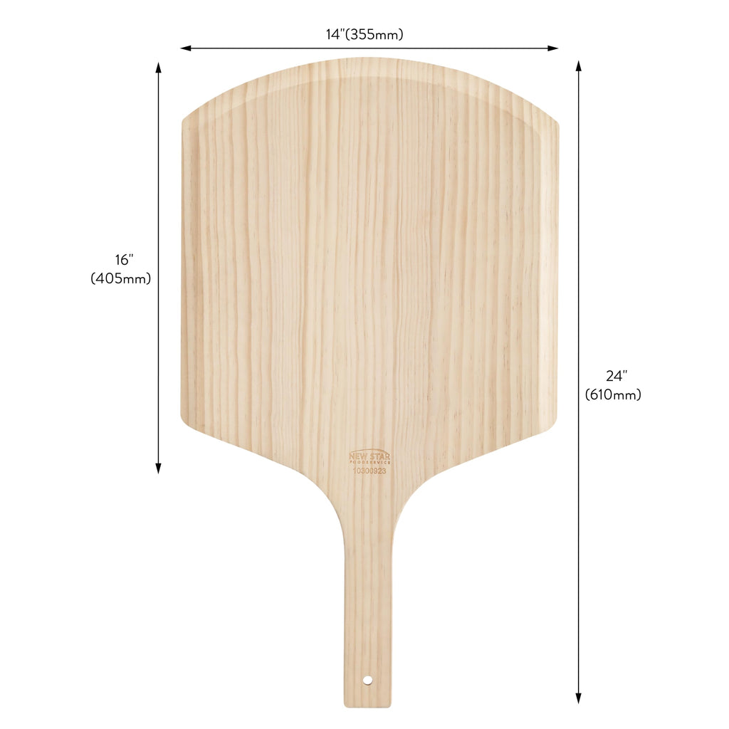 New Star Foodservice Wooden Pizza Peel, 16" L x 14" W, 24" Overall