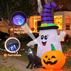 GOOSH 5FT Inflatable Halloween Cute Ghost with The Pumpkin Blow Up Inflatables Halloween Outdoor Yard Decoration