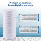 PUREPLUS 5 Micron 10 x 4.5 Whole House String Wound Sediment Filter for Well Water, Replacement Cartridge for 84637, WPX5BB97P, PC10, 355214-45, 355215-45, WP10BB97P, WP5BB97P, 4Pack