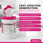 Metrex – CaviWipes 2.0 Disinfecting Wipes for Healthcare, Dental & Clinical Use – Manual Pull, Pre-Moistened, Non-Sterile, Disposable 6" x 6.75" – 160 Wipes per Canister, 12 Canisters/Case