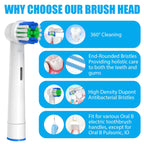 Replacement Toothbrush Heads Compatible with Oral-B Braun, 4 Pcs Professional Electric Toothbrush Heads Brush Heads for Oral B Replacement Heads Refill Pro 500/1000/1500/3000/3757/5000/7000/7500/8000