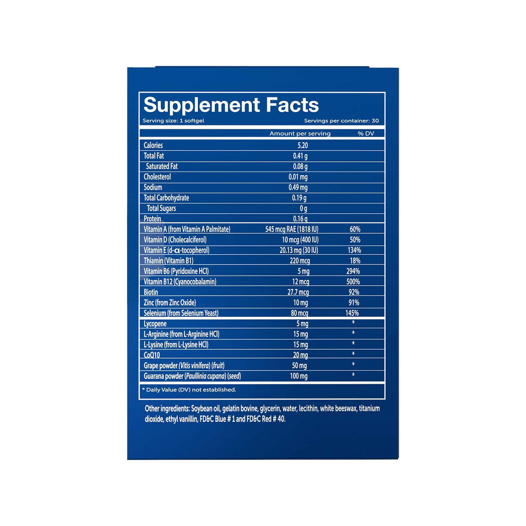 Vivioptal for Men, 30 Capsules, CoQ10, Lycopene & Resveratrol, Multivitamin & Multimineral, Gluten Free, German Formula