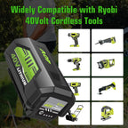 2Pack Upgraded to 8000mAh Replacement for Ryobi 40V Battery and Charger OP401 Combo, Compatible with Ryobi 40Volt Battery Lithium ion OP40261 OP40404 OP4050A OP40602 OP4075A Cordless Tools