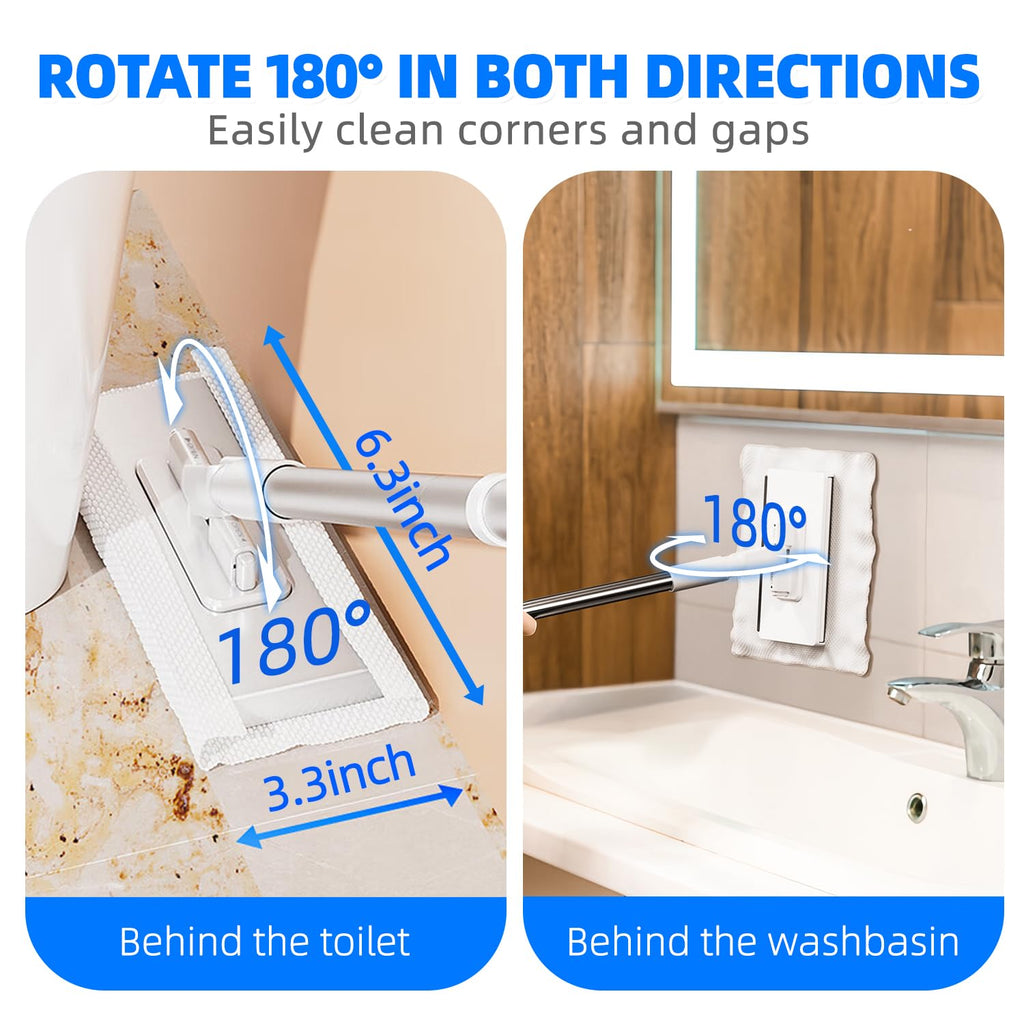 2026 New Snap Grip Mini Mop with 5 Reusable Cloths for Dry Wet Disposable Pads, Zero-Touch Automatic Gripping Multi Surface Quick Cleanups for Alternative to Swiffer Sweeper