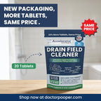 Accelerator by Dr. Pooper Drain Field Cleaner Tablets (20 Count) - Septic Tank Treatment for Clogs, Odor & Sludge - 90% Less Plastic - 10 Month Supply - Aerobic & Anaerobic Systems - Easy Flush