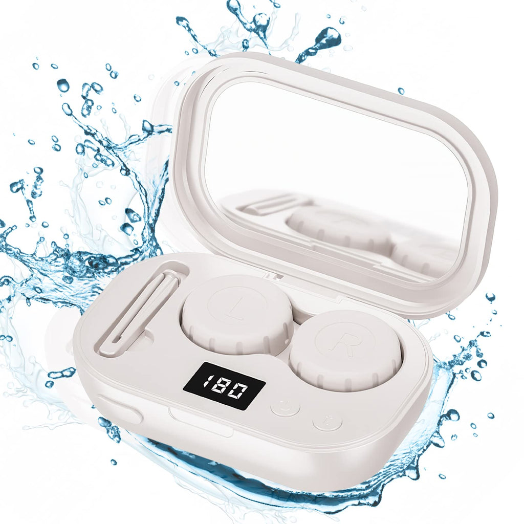 MUGLE Portable Ultrasonic Contact Lens Cleaner with USB Charger - Fit Disposable Soft, Colored & RGP Lenses - Travel & Home (White)