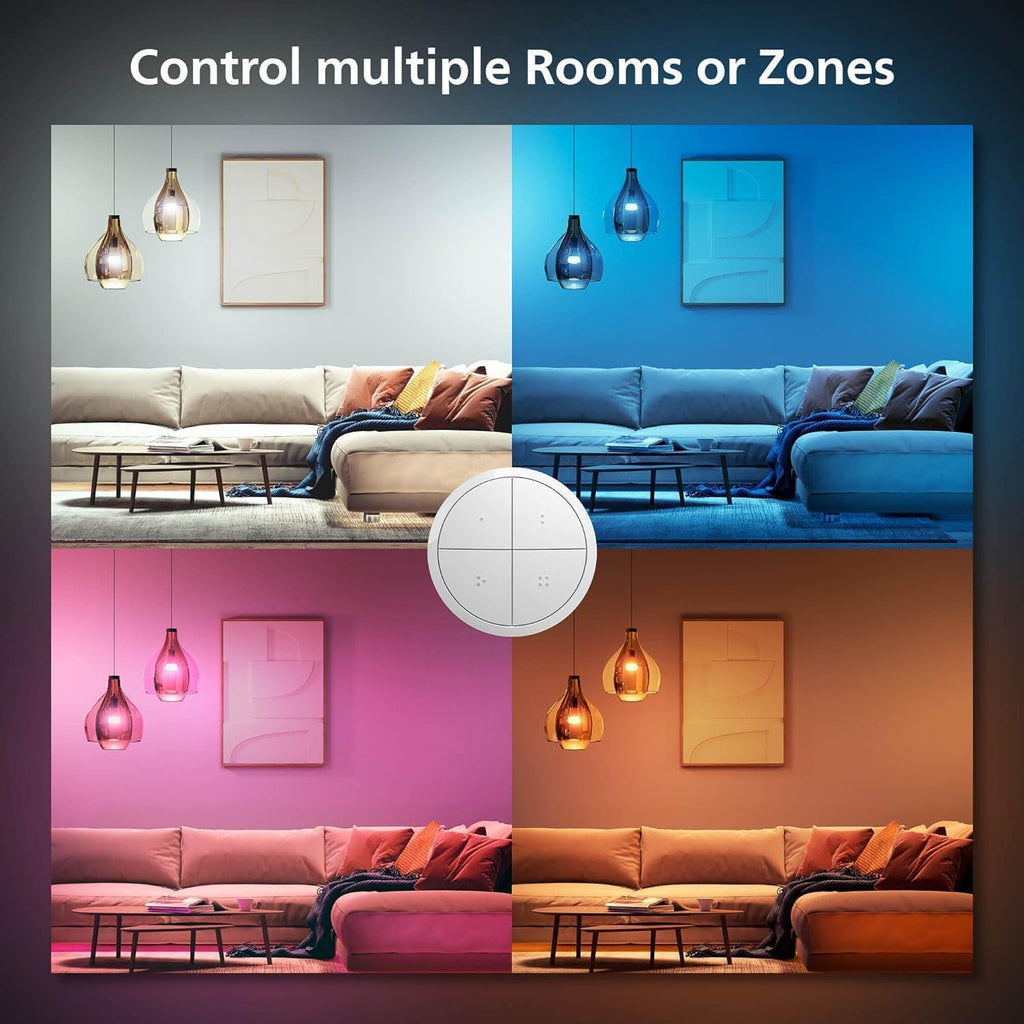 Philips Hue Wall Tap Dial Light Switch, Portable, White - 1 Pack - Requires Lights and Bridge - Smart Home - Easy, No-Wire Installation