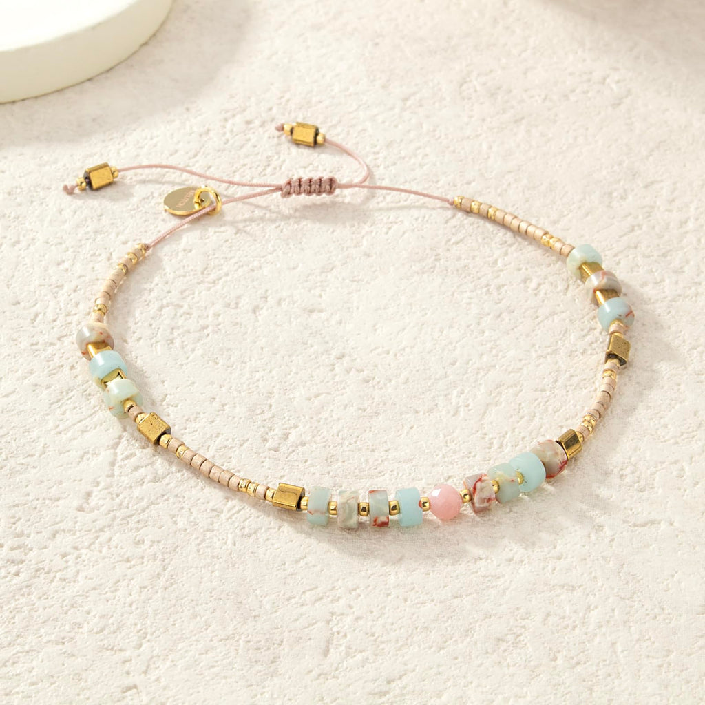 KELITCH Women Strand Bracelets Seed Bead Thin Rope Friendship Bracelets Handmade Adjustable Jewelry F
