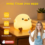UNEEDE LED Cute Bean Duck Night Light, DoDo Duck Silicone Nursery Night Light Squishy Dimmable Rechargeable Table Bedside Lamp with Touch Sensor for Bedrooms, Living Room Unique Dorm Decor Gift Toy