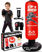 Marwan Sports Kids Punching Bag Toy Set, Inflatable Boxing Bag Toy for Boys Age 3-12, Ninja Toys for Boys, Christmas,Birthday Gifts for Kids 4,5,6,7,8,9,10 Years Old (Red Ninja)