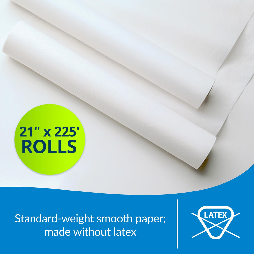 TIDI 517 Avalon Exam Table Paper, White, 21” x 225’ (Pack of 12) ― Standard Smooth Paper ― Hygienic Barrier ― for Medical Offices, Exam Rooms, Daycare Centers, Spas, Tattoo Studios ― Medical Supplies