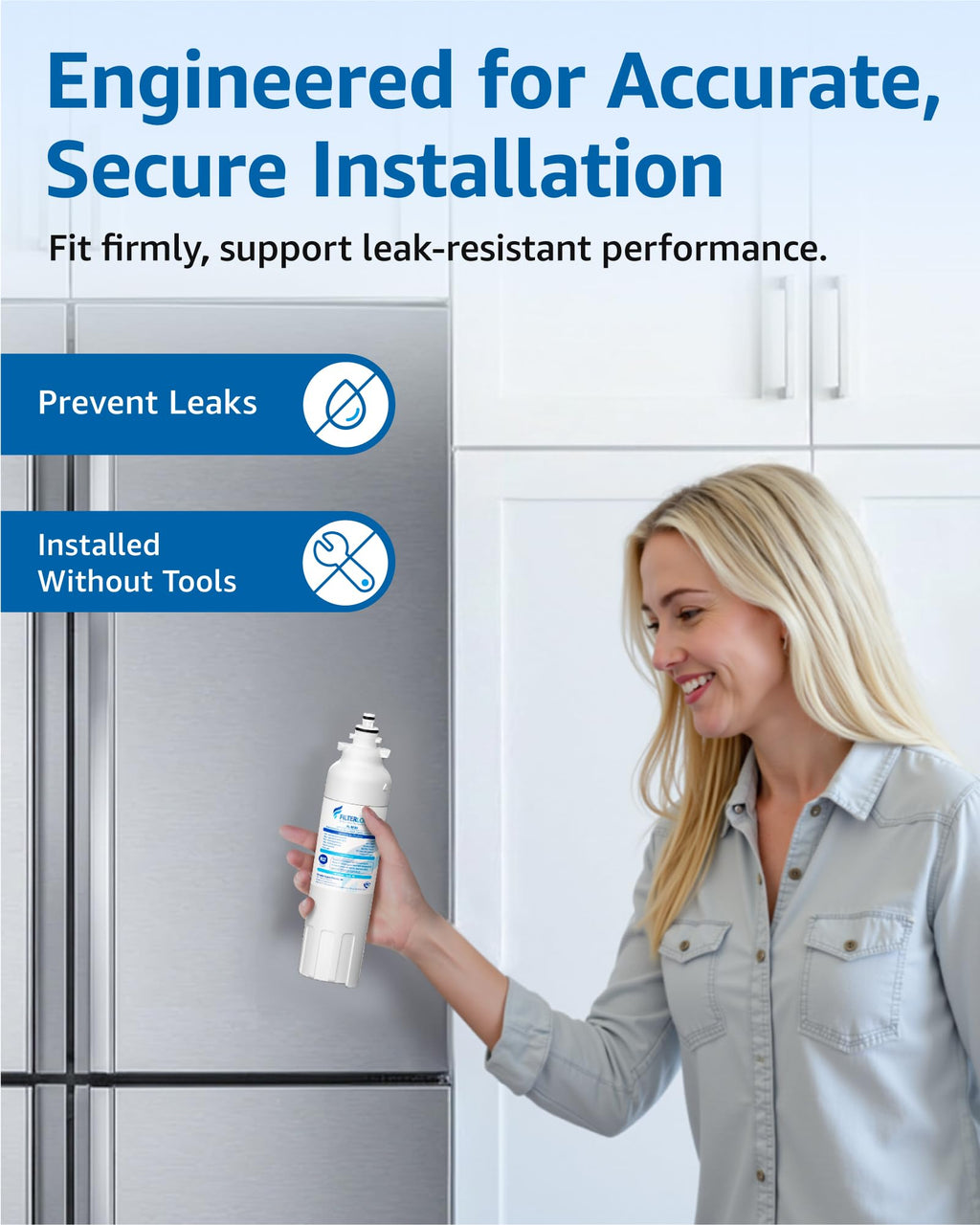 Filterlogic ADQ73613401 Refrigerator Water Filter, Replacement for LG® LT800P®, LT800PC, ADQ736134, ADQ73613402, LSXS26326S, LSXS26366S, LMXS30776S, LSXS26366D, LMXC23746S, 46-9490, 469490, Pack of 2