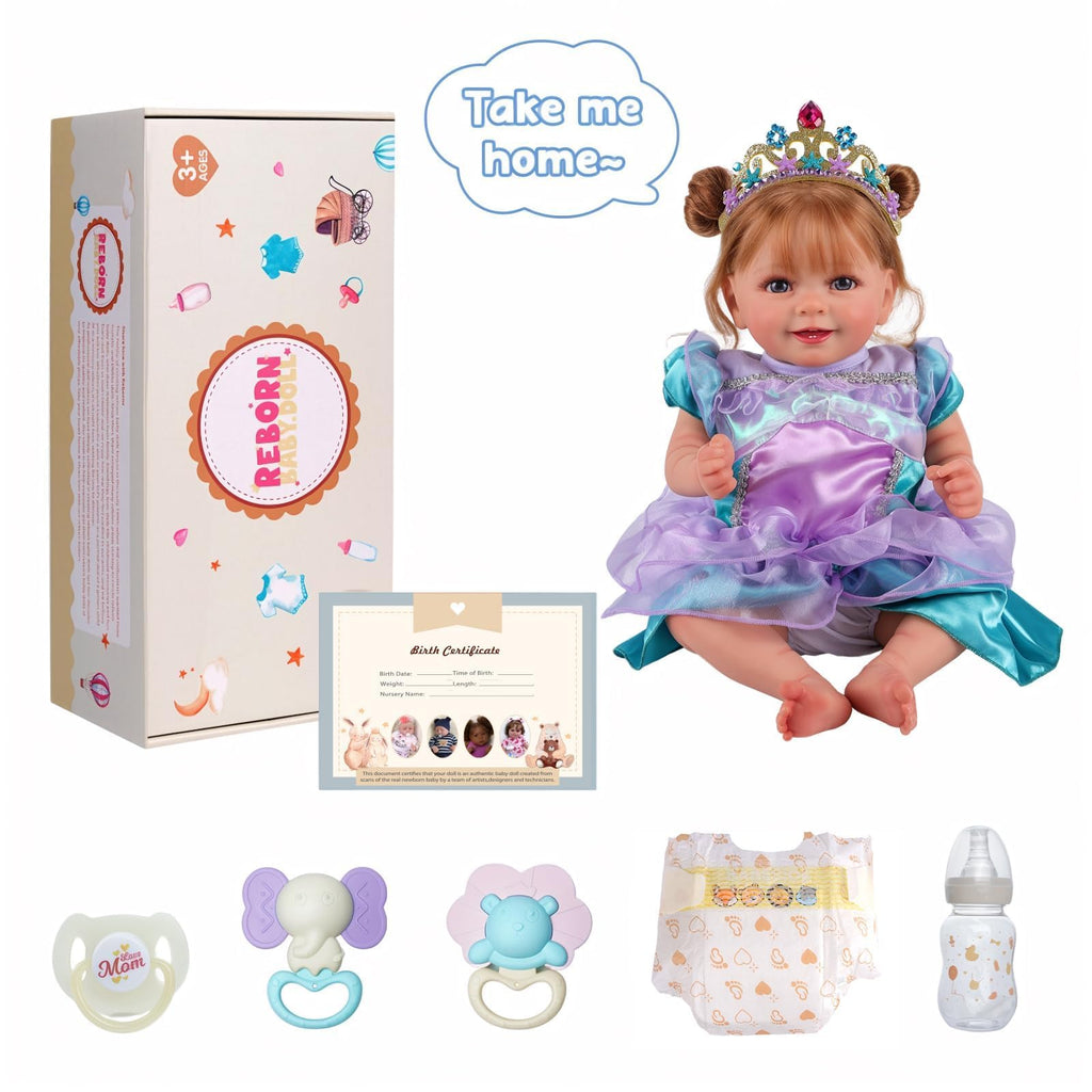 BABESIDE Lifelike Reborn Baby Dolls Dara - 18 Inch Realistic-Newborn Baby Doll Brown Hair Girl Handmade Real Life Toddler Dolls with Clothes and Toy Accessories Gift for Kids Age 3+