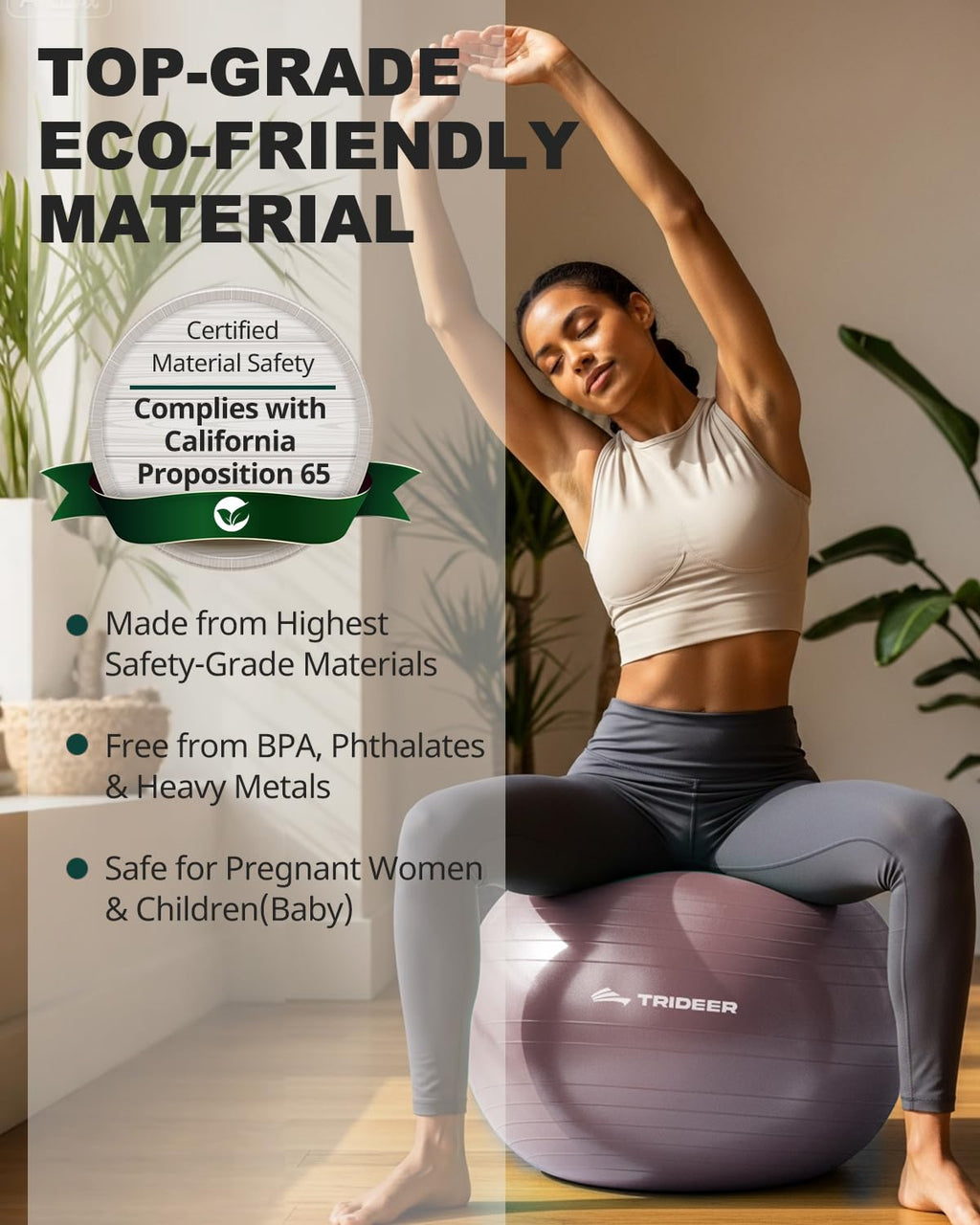 Trideer Exercise Ball Yoga Ball ��� Office Seating & Balance Ball Chair, Stability Ball for Pilates, Physical Therapy,Core Training & Balance Improvement & Stretching