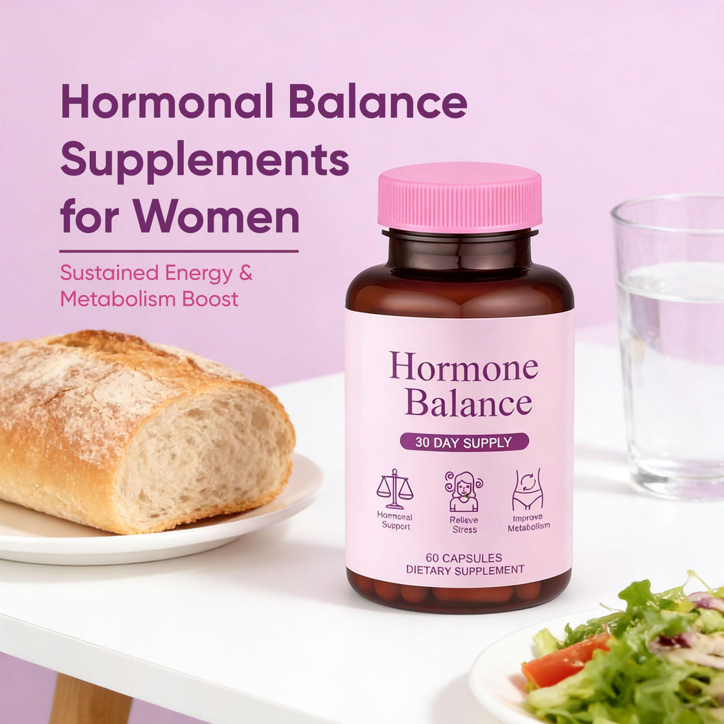 Qiuumey Hormone Balance for Women | Dietary Supplement, Supports Healthy Cortisol Levels & Stress Relief | Mood, Sleep, Energy | Ashwagandha, Ginseng, Maca | 60 Capsules