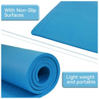 Fitvids 1/2-Inch Thick High Density Foam Exercise Yoga Mat with Carrying Strap, For Cushioning The Body Against Hard Floors, Blue