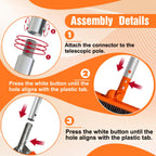 LAANPOLE 4-in-1 Pool Brush with Pole, Heavy Duty 18" Pool Brush Head, 5" Stainless Steel Brush and Hand-Held Pool Scrub Brush for Inground & Above Ground Pools, Pool Scrubber Brush with 16FT Pole